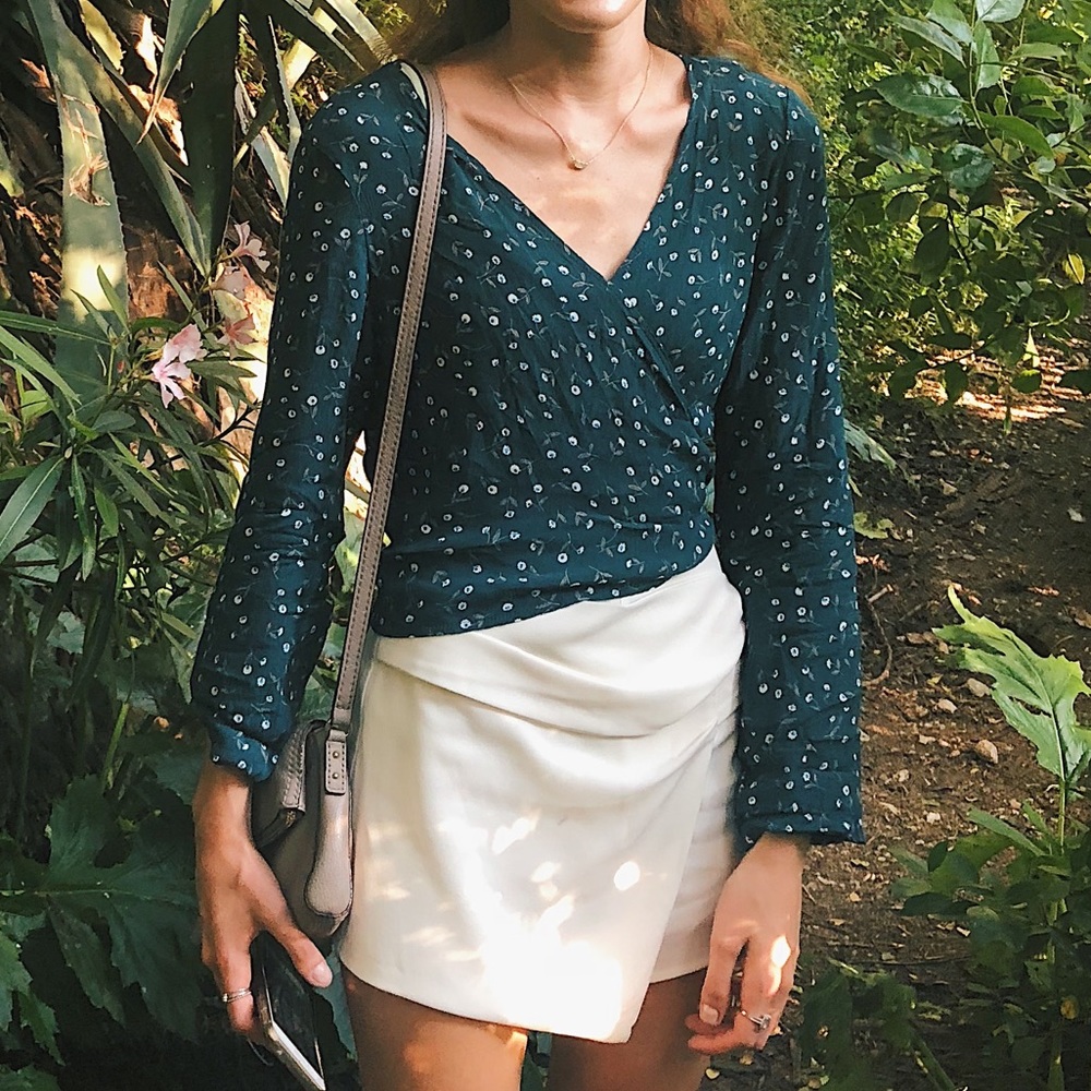 Brandy Melville Wrap Long-sleeve Blouse *